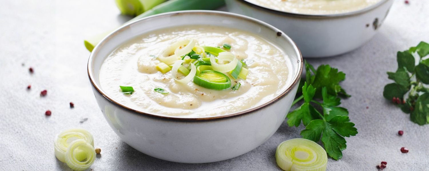 Creamy Potato and Leek Soup, boiled vegetables diet