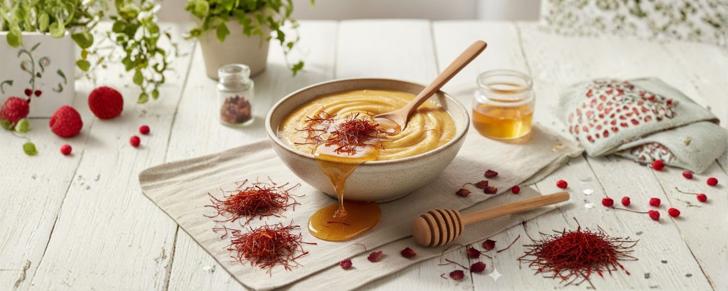 Honey Saffron Face Pack For Skin Glow